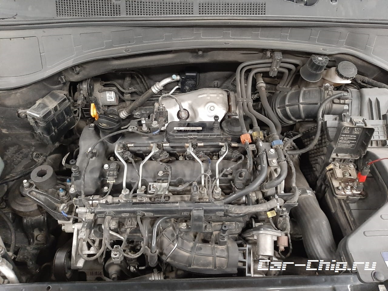Специалистами компании Car-Chip выполнено Чип-тюнинг, отключение клапана EGR c установкой заглушки Hyundai Santa Fe 2014г.в., использовалась программа от НПО АДАКТ.